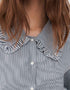 Maje Gestreifte Hemdbluse Mit Hohem Kragen